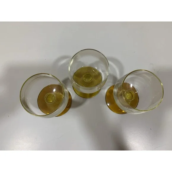 Vintage MCM Roemer Amber Beehive Gold Rim Glasses Set Of 3 - Picture 3 of 5